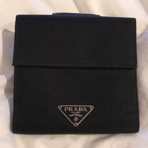 Prada small black nylon wallet